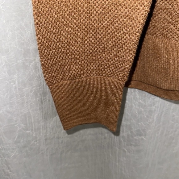 GAP L Ginger Brown High Low Crewneck Raglan Sleeve Knit Pullover Sweater - Picture 7 of 10